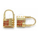 Oro Laminado Small Hoop, Gold Filled Style Lock Design, with Garnet Micro Pave, Polished, Golden Finish, 02.210.0529.12