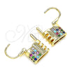 Oro Laminado Small Hoop, Gold Filled Style Lock Design, with Multicolor Micro Pave, Polished, Golden Finish, 02.210.0529.2.12