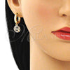 Oro Laminado Huggie Hoop, Gold Filled Style Heart Design, with Multicolor Micro Pave, Polished, Golden Finish, 02.210.0531.1.15
