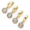 Oro Laminado Huggie Hoop, Gold Filled Style Heart Design, with Multicolor Micro Pave, Polished, Golden Finish, 02.210.0531.1.15