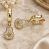 Oro Laminado Huggie Hoop, Gold Filled Style Lock and Heart Design, with White Micro Pave, Polished, Golden Finish, 02.210.0532.15