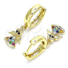 Oro Laminado Huggie Hoop, Gold Filled Style Angel Design, with Multicolor Micro Pave, Polished, Golden Finish, 02.210.0536.1.15