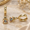 Oro Laminado Huggie Hoop, Gold Filled Style Angel Design, with Multicolor Micro Pave, Polished, Golden Finish, 02.210.0536.1.15