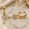 Oro Laminado Huggie Hoop, Gold Filled Style key Design, with White Micro Pave, Polished, Golden Finish, 02.210.0539.15