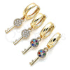 Oro Laminado Huggie Hoop, Gold Filled Style key Design, with White Micro Pave, Polished, Golden Finish, 02.210.0539.15