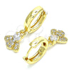 Oro Laminado Huggie Hoop, Gold Filled Style Bee Design, with White Micro Pave and White Cubic Zirconia, Polished, Golden Finish, 02.210.0541.15