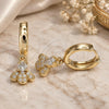 Oro Laminado Huggie Hoop, Gold Filled Style Bee Design, with White Micro Pave and White Cubic Zirconia, Polished, Golden Finish, 02.210.0541.15