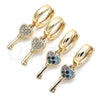 Oro Laminado Huggie Hoop, Gold Filled Style key Design, with White Micro Pave, Polished, Golden Finish, 02.210.0542.15