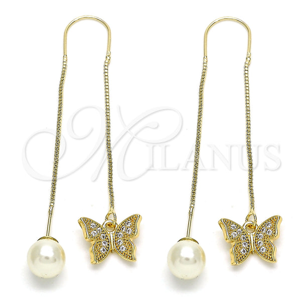 Gold Filled Ring — Threader Earring Butterfly Design with White Micro Pave — main product view — SKU 144459 | Oro Laminado anillo — Threader Earring Butterfly diseño with blanco Micro Pave — SKU 144459