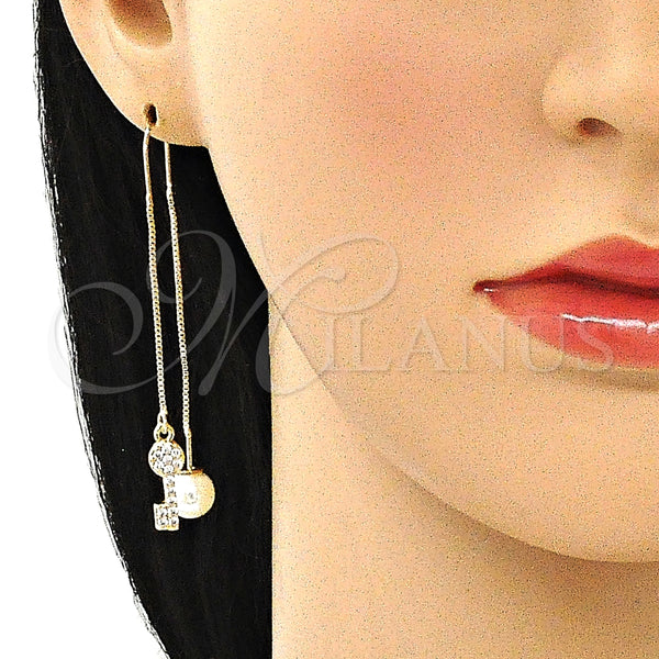 Gold Filled Ring — Threader Earring key Design with White Micro Pave — alternate product view — SKU 144463 | Oro Laminado anillo — Threader Earring key diseño with blanco Micro Pave — SKU 144463