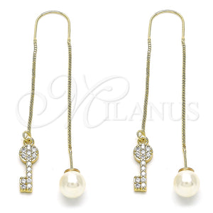 Gold Filled Ring — Threader Earring key Design with White Micro Pave — main product view — SKU 144463 | Oro Laminado anillo — Threader Earring key diseño with blanco Micro Pave — SKU 144463