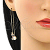 Oro Laminado Threader Earring, Gold Filled Style key Design, with Multicolor Micro Pave, Polished, Golden Finish, 02.210.0545.1