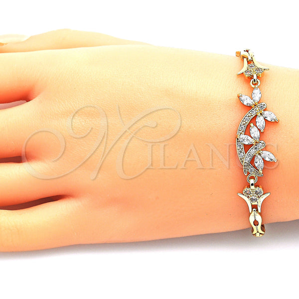 Gold Filled Bracelet — Fancy Bracelet Dragon-Fly and Fish Design with White — alternate product view — SKU 144472 | Oro Laminado brazalete — elegante Bracelet Dragon-Fly and Fish diseño with blanco — SKU 144472