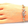 Oro Laminado Fancy Bracelet, Gold Filled Style Dragon-Fly and Fish Design, with White Cubic Zirconia and White Micro Pave, Polished, Golden Finish, 03.210.0119.3.07 (05 MM Thickness, 7 Inches Length)