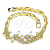 Oro Laminado Fancy Bracelet, Gold Filled Style Dragon-Fly and Fish Design, with White Cubic Zirconia and White Micro Pave, Polished, Golden Finish, 03.210.0119.3.07 (05 MM Thickness, 7 Inches Length)