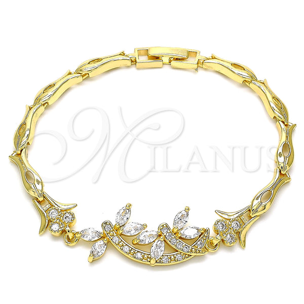 Gold Filled Bracelet — Fancy Bracelet Dragon-Fly and Fish Design with White — main product view — SKU 144472 | Oro Laminado brazalete — elegante Bracelet Dragon-Fly and Fish diseño with blanco — SKU 144472