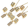 Oro Laminado Earring and Pendant Adult Set, Gold Filled Style Elephant Design, with Garnet Micro Pave, Polished, Golden Finish, 10.210.0113.5