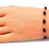 Oro Laminado Fancy Bracelet, Gold Filled Style with Black Crystal, Polished, Golden Finish, 5.039.007.06 (05 MM Thickness, 6 Inches Length)