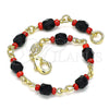 Oro Laminado Fancy Bracelet, Gold Filled Style with Black Crystal, Polished, Golden Finish, 5.039.007.06 (05 MM Thickness, 6 Inches Length)