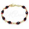 Oro Laminado Fancy Bracelet, Gold Filled Style with Black Crystal, Polished, Golden Finish, 5.039.007.06 (05 MM Thickness, 6 Inches Length)