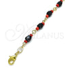 Oro Laminado Fancy Anklet, Gold Filled Style with Black Crystal, Polished, Golden Finish, 5.039.007.10 (05 MM Thickness, 10 Inches Length)