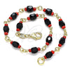 Oro Laminado Fancy Anklet, Gold Filled Style with Black Crystal, Polished, Golden Finish, 5.039.007.10 (05 MM Thickness, 10 Inches Length)