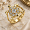 Oro Laminado Multi Stone Ring, Gold Filled Style Turtle Design, with White and Black Cubic Zirconia, Polished, Golden Finish, 01.380.0014.08 (Size 8)