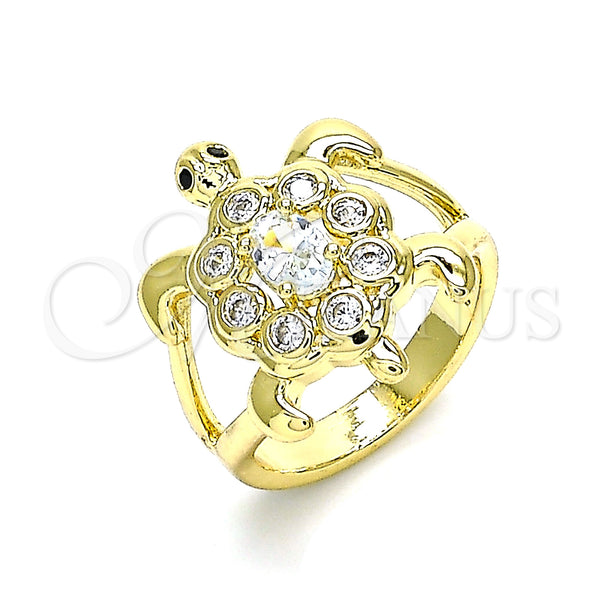 Gold Filled Ring — Multi Stone Ring Turtle Design with White and — main product view — SKU 144497 | Oro Laminado anillo — Multi Stone Ring Turtle diseño with blanco and — SKU 144497