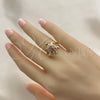 Oro Laminado Multi Stone Ring, Gold Filled Style Turtle Design, with Multicolor Cubic Zirconia, Polished, Golden Finish, 01.380.0014.1.07 (Size 7)