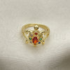 Oro Laminado Multi Stone Ring, Gold Filled Style Turtle Design, with Multicolor Cubic Zirconia, Polished, Golden Finish, 01.380.0014.1.08