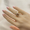 Oro Laminado Multi Stone Ring, Gold Filled Style Turtle Design, with Multicolor Cubic Zirconia, Polished, Golden Finish, 01.380.0014.1.08 (Size 8)