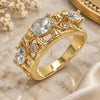 Oro Laminado Multi Stone Ring, Gold Filled Style Elephant Design, with White Cubic Zirconia, Polished, Golden Finish, 01.380.0015.07 (Size 7)