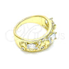 Oro Laminado Multi Stone Ring, Gold Filled Style Elephant Design, with White Cubic Zirconia, Polished, Golden Finish, 01.380.0015.08 (Size 8)