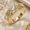 Oro Laminado Multi Stone Ring, Gold Filled Style Elephant Design, with White Cubic Zirconia, Polished, Golden Finish, 01.380.0015.08 (Size 8)