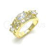 Oro Laminado Multi Stone Ring, Gold Filled Style Elephant Design, with White Cubic Zirconia, Polished, Golden Finish, 01.380.0015.08 (Size 8)