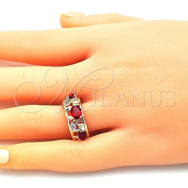 Gold Filled Ring — Multi Stone Ring Elephant Design with Garnet and — alternate product view — SKU 144503 | Oro Laminado anillo — Multi Stone Ring Elephant diseño with Garnet and — SKU 144503
