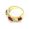 Oro Laminado Multi Stone Ring, Gold Filled Style Elephant Design, with Garnet and White Cubic Zirconia, Polished, Golden Finish, 01.380.0015.1.08 (Size 8)