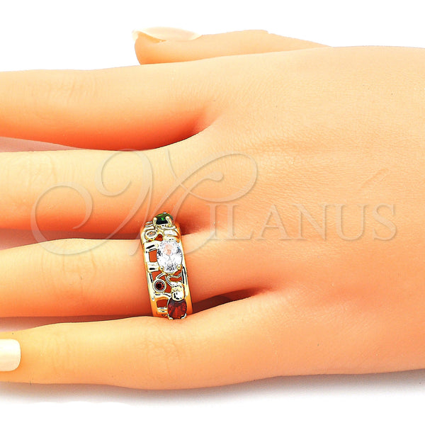 Gold Filled Ring — Multi Stone Ring Elephant Design with Multicolor Cubic — alternate product view — SKU 144504 | Oro Laminado anillo — Multi Stone Ring Elephant diseño with Multicolor Cubic — SKU 144504