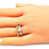 Oro Laminado Multi Stone Ring, Gold Filled Style Elephant Design, with Multicolor Cubic Zirconia, Polished, Golden Finish, 01.380.0015.2.07 (Size 7)
