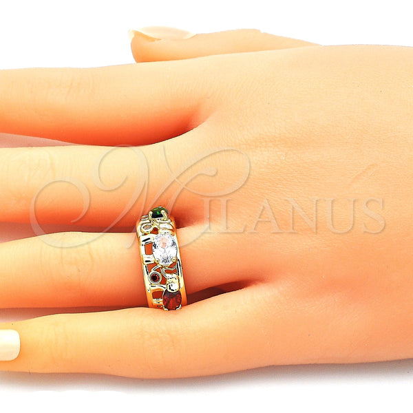 Gold Filled Ring — Multi Stone Ring Elephant Design with Multicolor Cubic — alternate product view — SKU 144505 | Oro Laminado anillo — Multi Stone Ring Elephant diseño with Multicolor Cubic — SKU 144505