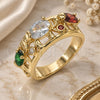 Oro Laminado Multi Stone Ring, Gold Filled Style Elephant Design, with Multicolor Cubic Zirconia, Polished, Golden Finish, 01.380.0015.2.08 (Size 8)
