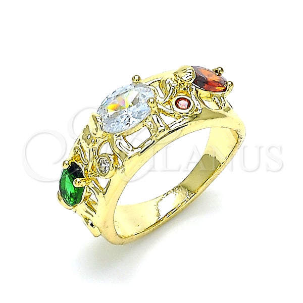 Gold Filled Ring — Multi Stone Ring Elephant Design with Multicolor Cubic — main product view — SKU 144505 | Oro Laminado anillo — Multi Stone Ring Elephant diseño with Multicolor Cubic — SKU 144505