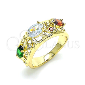 Gold Filled Ring — Multi Stone Ring Elephant Design with Multicolor Cubic — main product view — SKU 144505 | Oro Laminado anillo — Multi Stone Ring Elephant diseño with Multicolor Cubic — SKU 144505