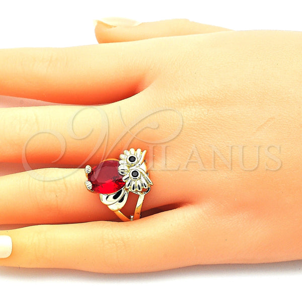 Gold Filled Ring — Multi Stone Ring Owl Design with Garnet and — alternate product view — SKU 144509 | Oro Laminado anillo — Multi Stone Ring Owl diseño with Garnet and — SKU 144509