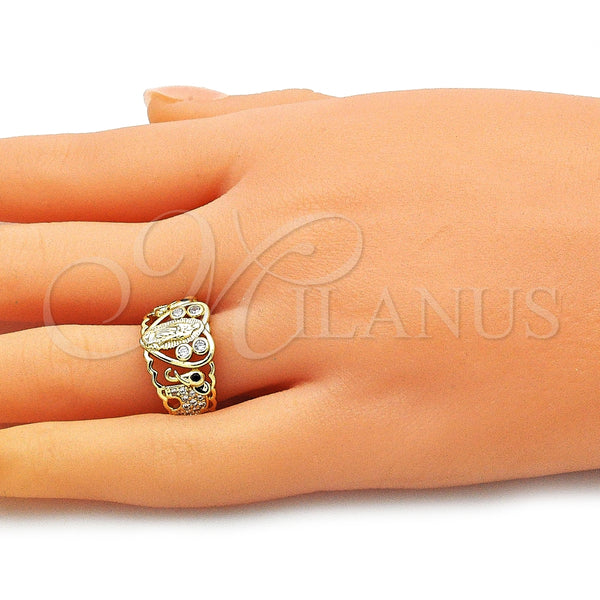 Gold Filled Ring — Multi Stone Ring Guadalupe and Heart Design with — alternate product view — SKU 144511 | Oro Laminado anillo — Multi Stone Ring Guadalupe and corazón diseño with — SKU 144511