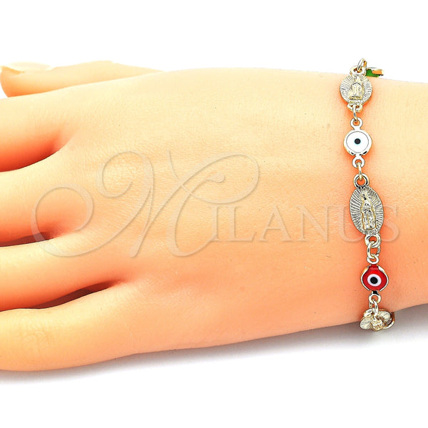 Gold Filled Bracelet — Fancy Bracelet Guadalupe and Evil Eye Design Multicolor — alternate product view — SKU 144516 | Oro Laminado brazalete — elegante Bracelet Guadalupe and Evil Eye diseño Multicolor — SKU 144516