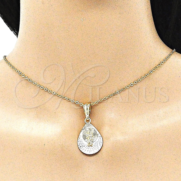 Gold Filled Pendant — Religious Pendant San Judas and Teardrop Design Diamond — alternate product view — SKU 144521 | Oro Laminado dije — Religious Pendant San Judas and Teardrop diseño Diamond — SKU 144521