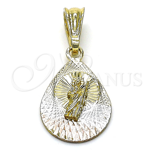 Gold Filled Pendant — Religious Pendant San Judas and Teardrop Design Diamond — main product view — SKU 144521 | Oro Laminado dije — Religious Pendant San Judas and Teardrop diseño Diamond — SKU 144521