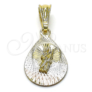 Gold Filled Pendant — Religious Pendant San Judas and Teardrop Design Diamond — main product view — SKU 144521 | Oro Laminado dije — Religious Pendant San Judas and Teardrop diseño Diamond — SKU 144521