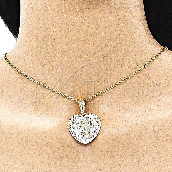 Gold Filled Pendant — Religious Pendant San Judas and Heart Design Diamond — alternate product view — SKU 144523 | Oro Laminado dije — Religious Pendant San Judas and corazón diseño Diamond — SKU 144523